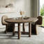 Table de salle à manger extensible ronde pour 4 à 6 personnes, table de cuisine avec feuilles amovibles et tablette-131590992