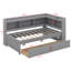 Lit de jour simple avec tiroirs, base de lit en bois massif avec bibliothèque en L, prises de courant et ports de charge USB-1835024767-1835024766