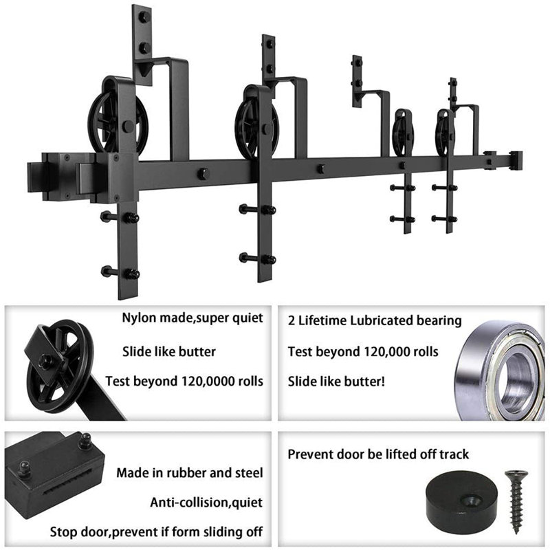 48 in. Black Steel Sliding Barn Door Hardware Kit