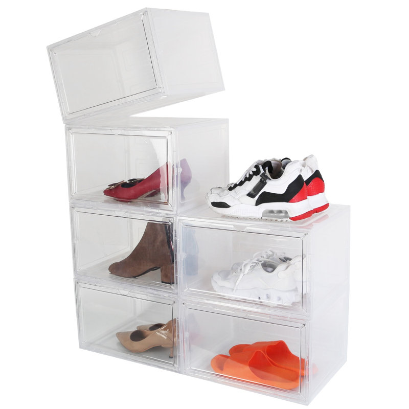6 Pair Shoe Storage Box, White