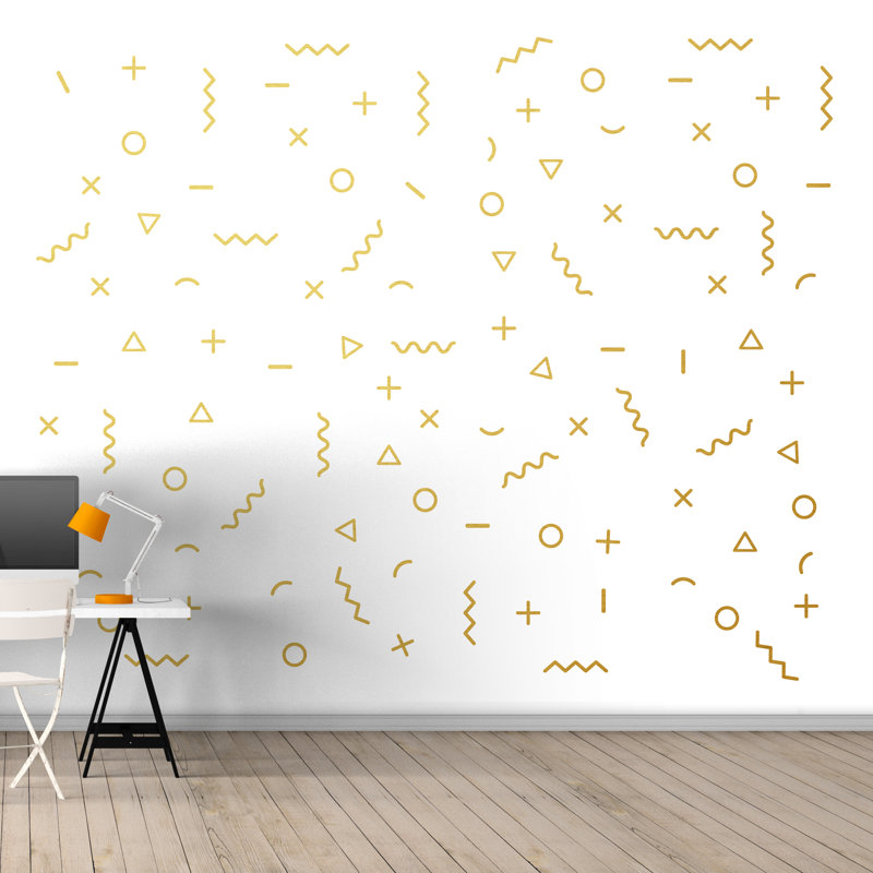 3895 Abstract Non-Wall Damaging Wall Decal, White/Yellow