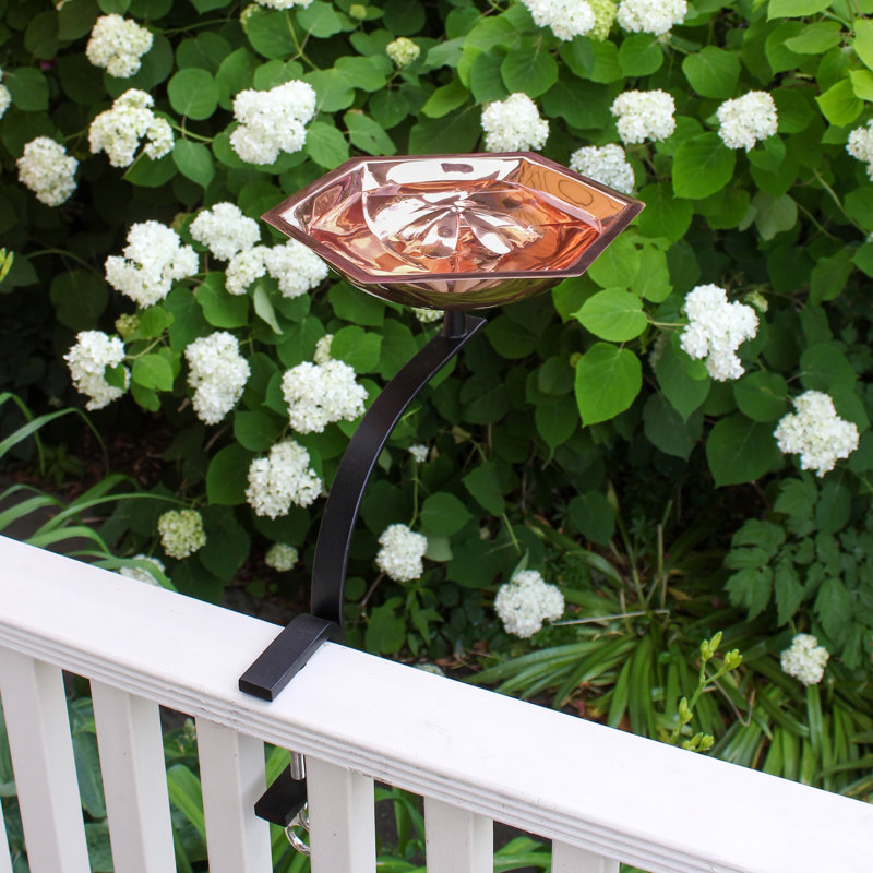 Hexagonal Copper Bee Fountain & Birdbath with Rail Mount