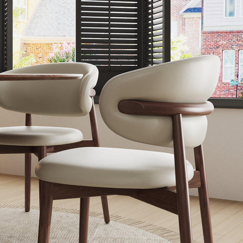 Ensemble de 2 chaises de salle à manger rembourrées Mid-Century en bois massif