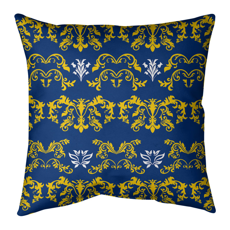 Housse et insert de coussin carré LA Football Football Baroque, Croisé en coton, Or / bleu royal / blanc, 20 po X 20 po