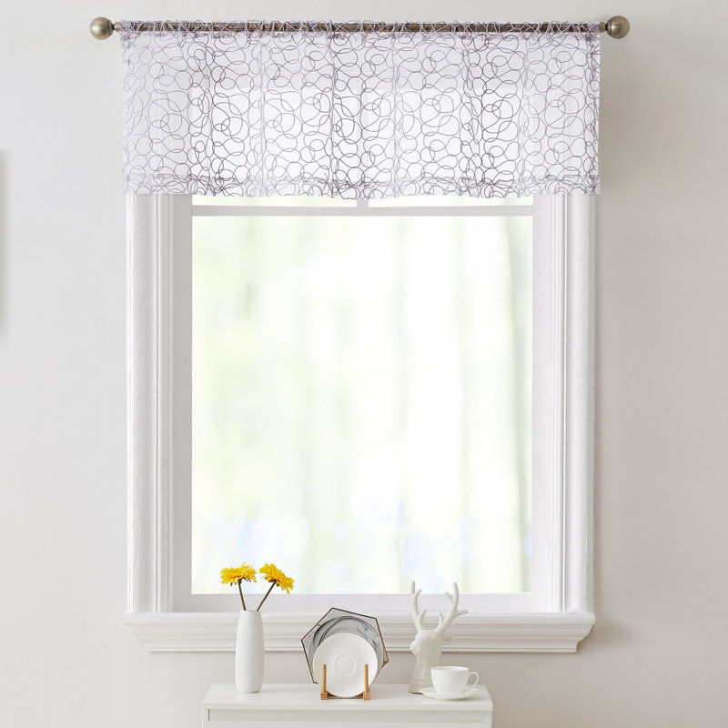 Ketaki Embroidered 54" Window Valance, Silver Gray