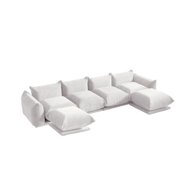 Minarik 4-Seat Chenille Fabric Upholstered Sectional Sofa With 2 Ottoman by Ebern Designs