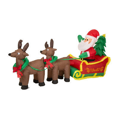 7FT Christmas Lighted Inflatable Santa Sleigh Decor
