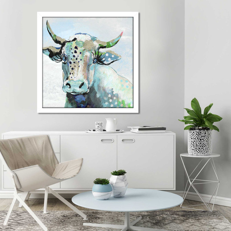 " Blue Mood " by Tava Studios, White Framed, 31.5" H x 31.5" W x 1" D