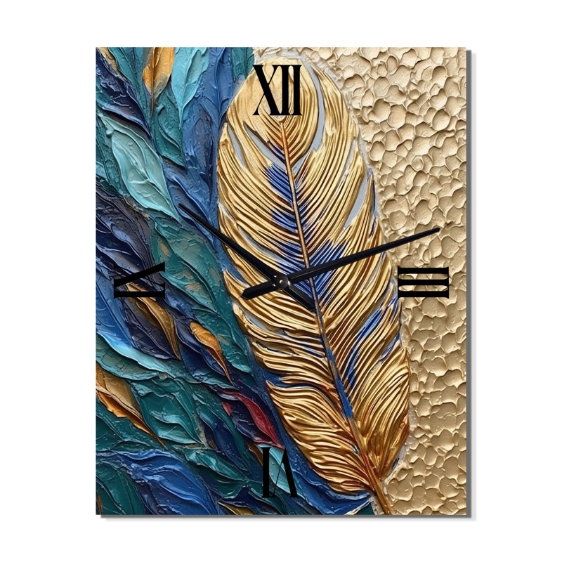 Boho Glam exquis or sur plume V - Plumes très horloges murales, Petit