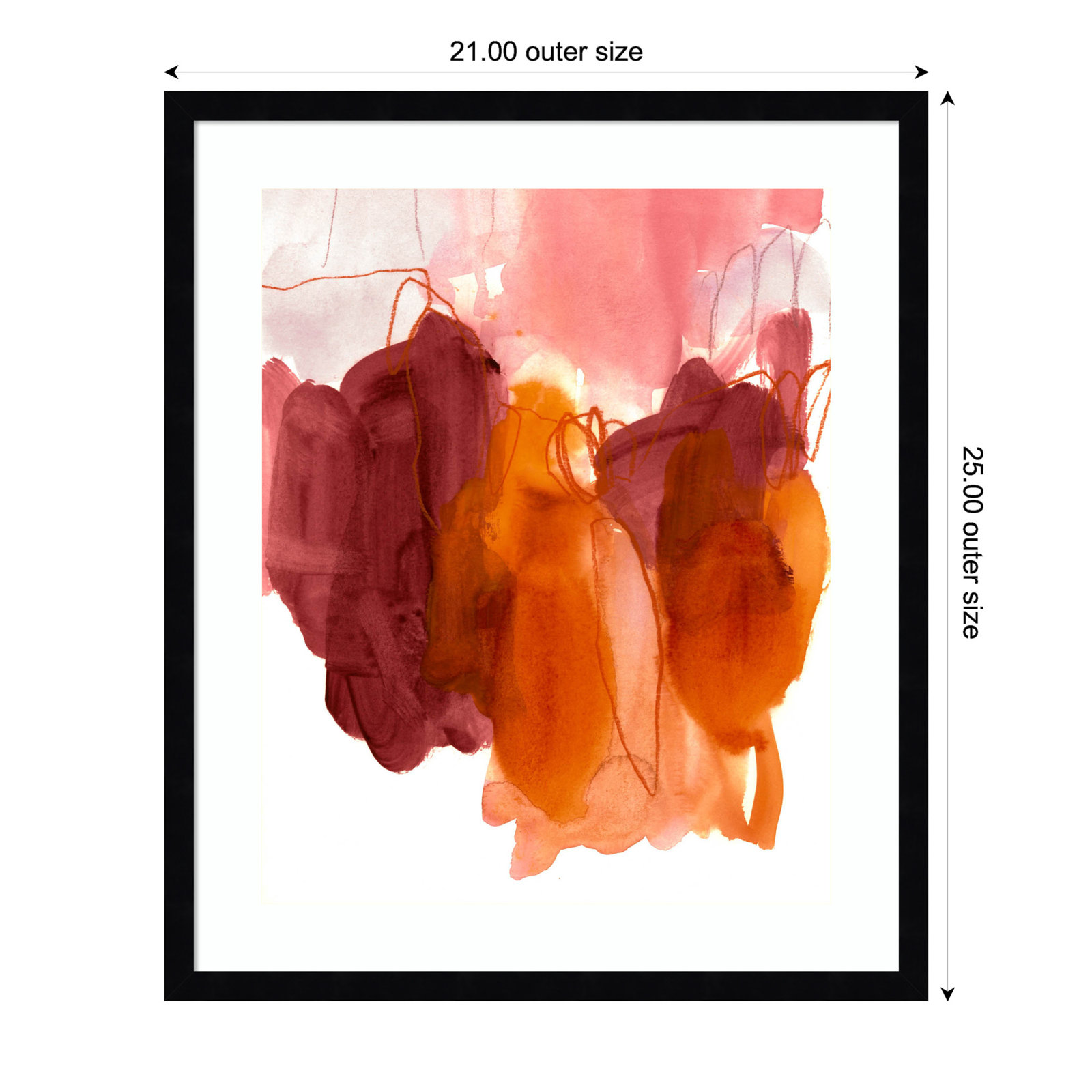 Orelia "Abstract Painting X" Print, Black, 25" H x 21" W
