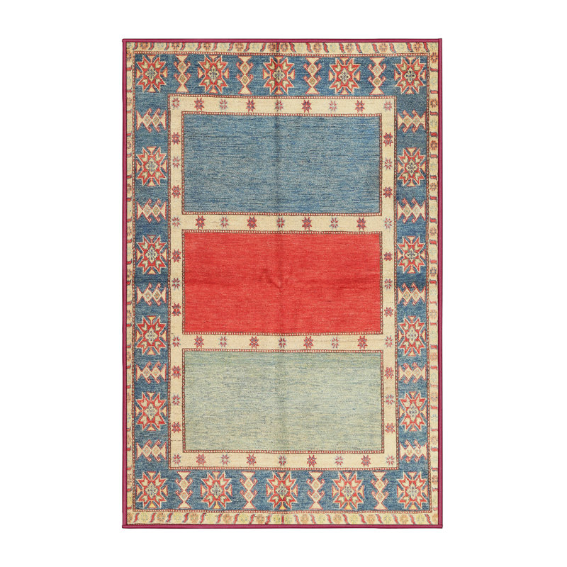 Tapis orange/bleu zone contemporaine Växjö, Rectangle 7 pi x 10 pi