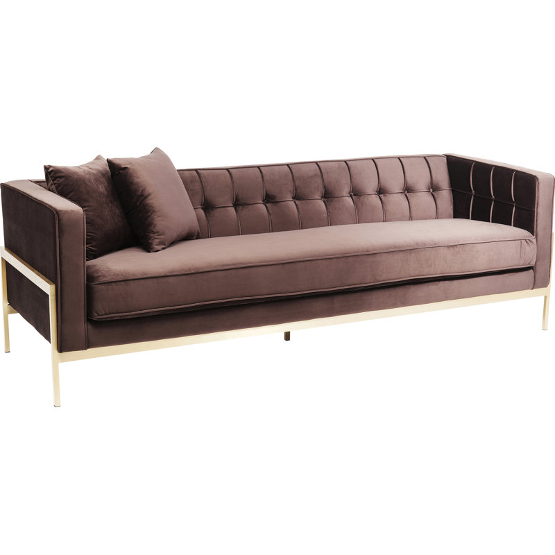Sofa Loft 3-Seater Salt & Pepper, Brown, Brass