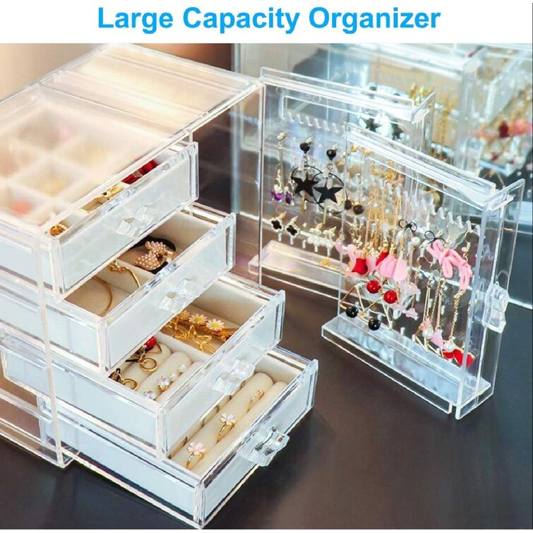https://assets.wfcdn.com/im/49259378/resize-h755-w755%5Ecompr-r85/1541/154162640/Acrylic+Jewelry+Organizer+Box%2C+Clear+Earring+Holder+Jewelry+Hanging+Boxes+With+4+Velvet+Drawers+For+Earrings+Ring+Necklace+Bracelet+Display+Case+Gift+For+Women%2C+Girls%28Grey%29.jpg