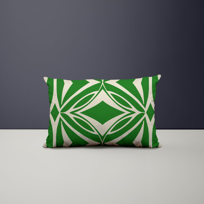 Polyester/Polyester Blend Lumbar Rectangular Indoor/Outdoor Pillow Cover & Insert, Green