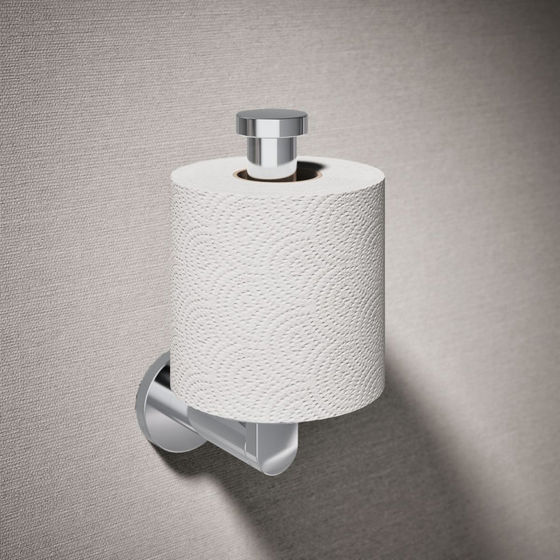 Vertical Wall Mount Toilet Paper Holder, Brushed Gold