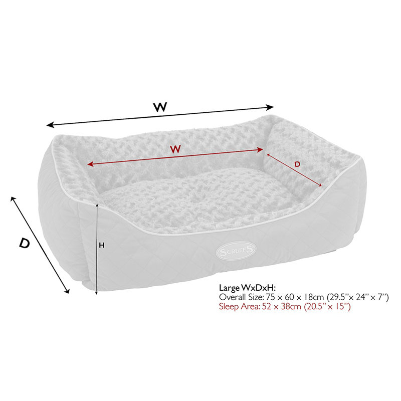 Wilton Polyester Pet Bed, Brown/White, 19cm H x 75cm W x 60cm D