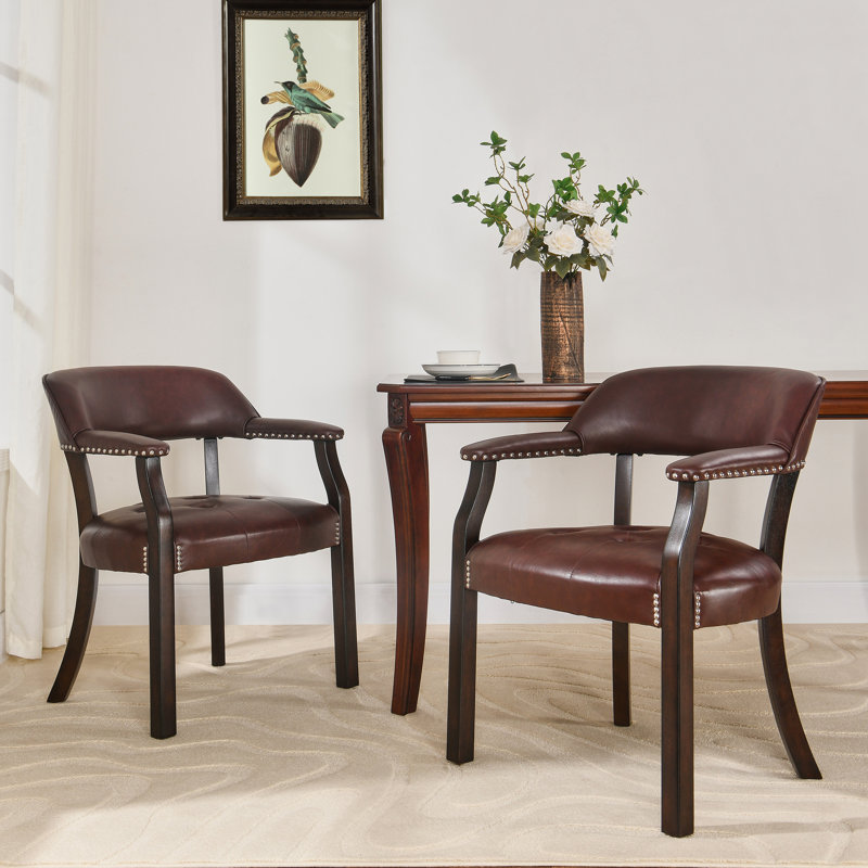 LUMERA Collection Tufted Arm Dining Chair Walnut, Walnut, Walnut