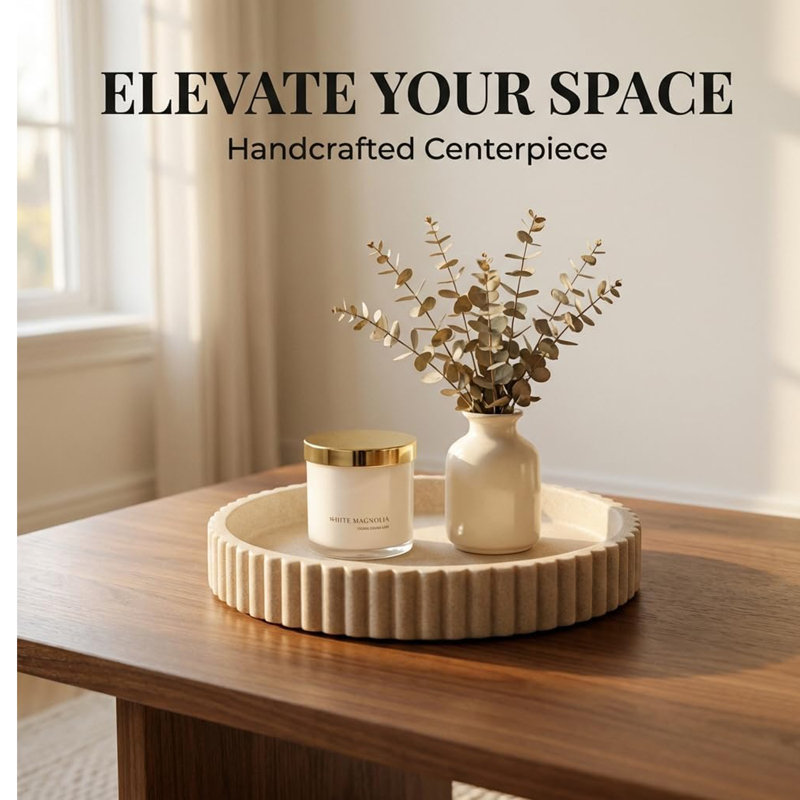 Modern Minimalist Round Decorative Tray, Coffee Table Centerpiece Tray for Living Room Home Decor