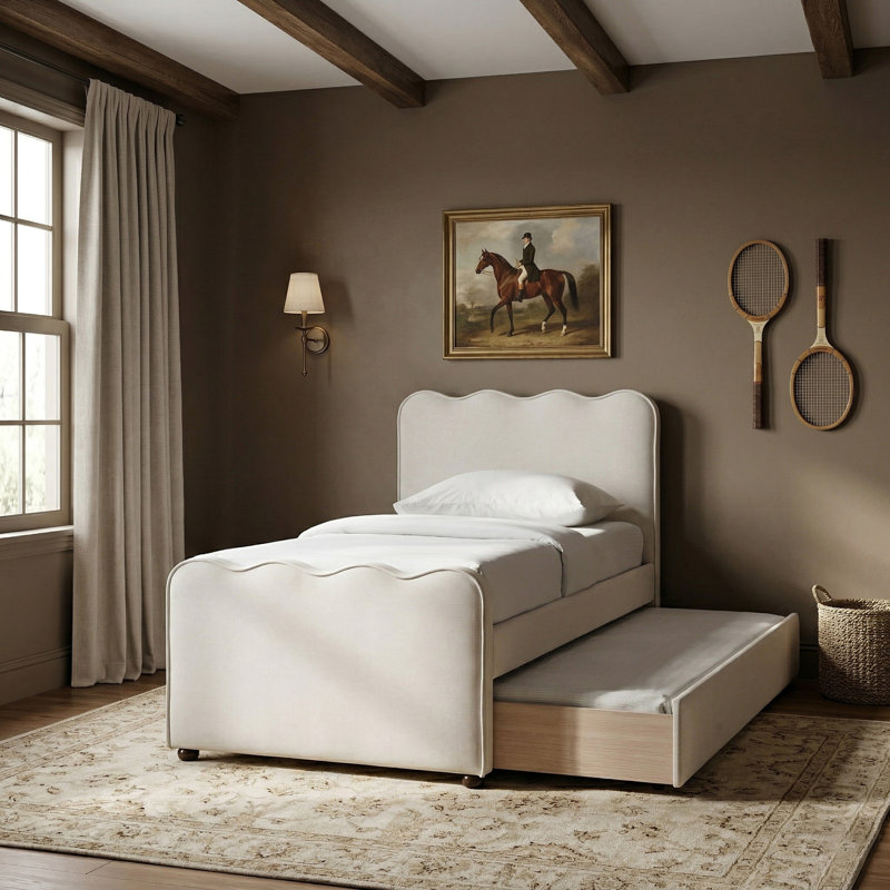 Lit gigogne en velours Gatsby Guildford Mohair, Cream