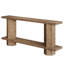 Console en bois brun clair avec deux tablettes ouvertes pour le vestibule Wabi-Sabi