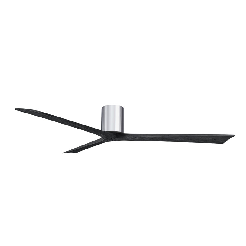 Ventilateur de plafond à 3 pales Olivier, Chrome poli, Noir mat, 72"