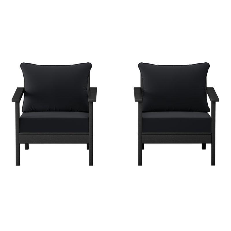 Chaise profonde avec coussins (ensemble de 2), Noir, noir, noir, noir, Noir