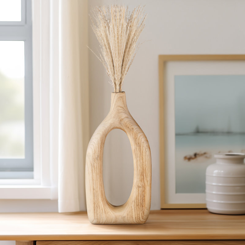 Vase de table moderne en bois ajouré pour la décoration intérieure, Brun