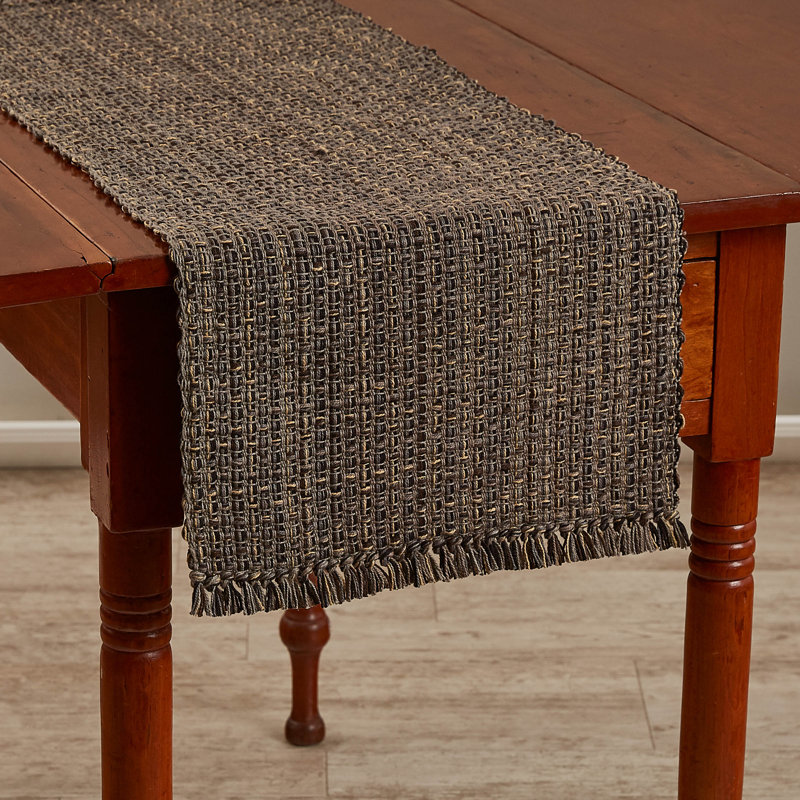 Bronny Cotton Blend Hand-Crafted Table Runner, 36" x 13", Gray