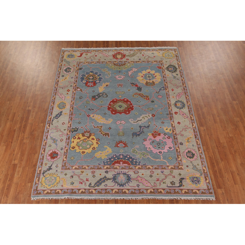 Tapis bleu clair Oushak 8 x 10