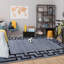 Nico Geometric Pattern Printed Area Rug - Cool Greyish Blue with Bold Black Frame-1733216352