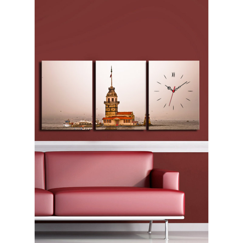 Elegant 3-Piece Decorative Canvas Wall Clock Set, Suede Canvas, Total Size: 37.8 x 15.7 inches | Sturdy 100% Wooden Frame, Thickness: 1.2 inches | Perfect for Home Decor & Modern Interiors, Unique Design