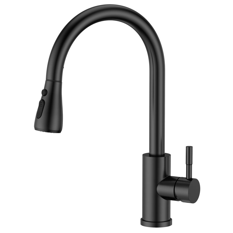 Pull Down Spray Single Lever Kitchen Tap, Black