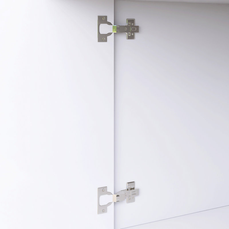 Armoire de rangement 36 pouces en bois massif à 2 portes avec tiroirs, Blanc