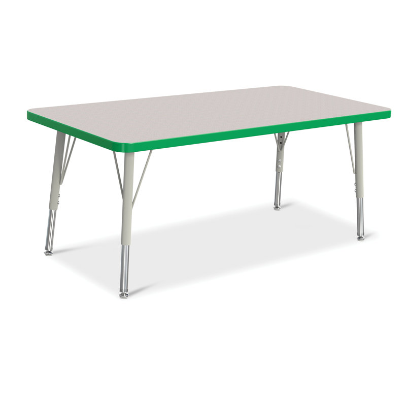 Table rectangulaire Berries, Jambe standard élémentaire 15" - 24", Gris et vert, 24 po x 48 po