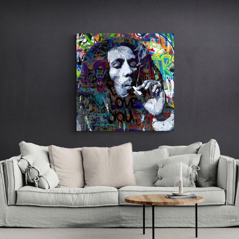 "Bob Marley One Love" par Stephen Chambers, impression sur toile tendue, H 18 po x l 18 po x P 1,5 po
