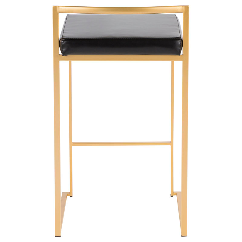 Contemporary Counter Stool, 3, Siège noir / cadre doré