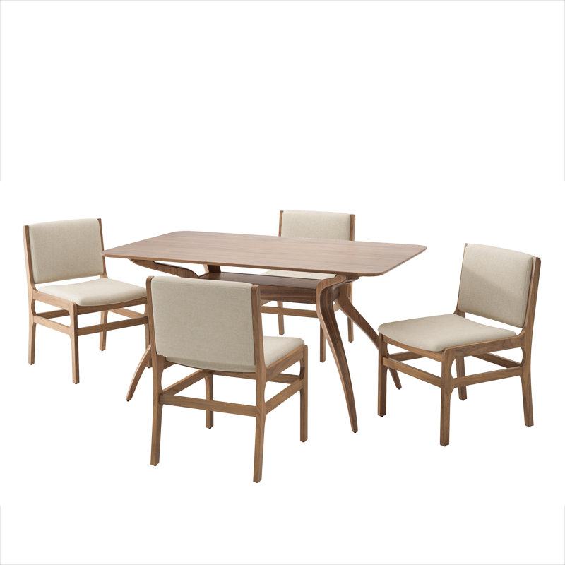 Haili 5-Piece Rectangular Dining Set, Wheat