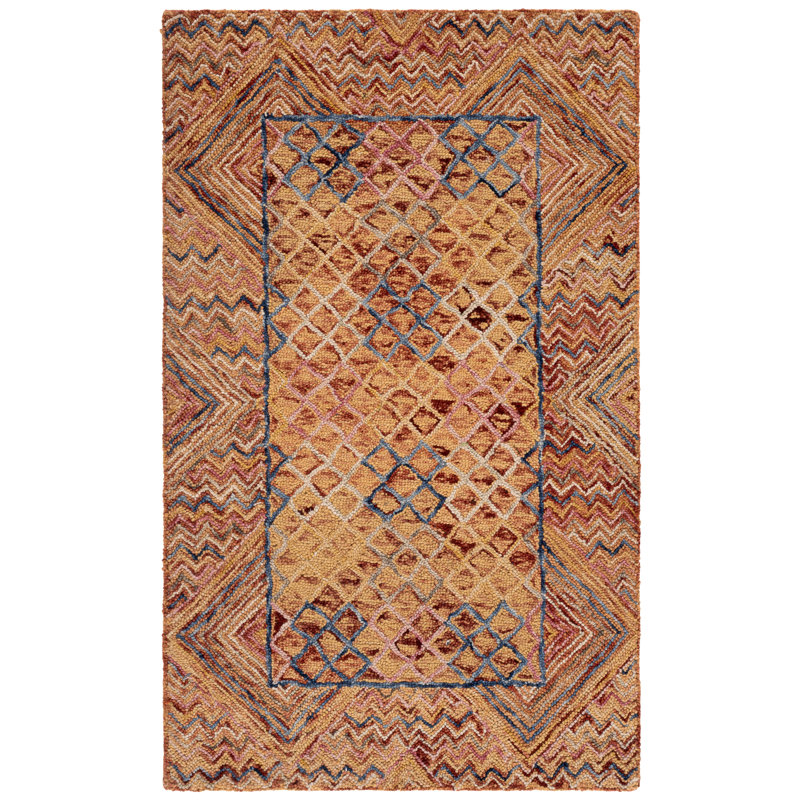 Tapis doré / rose en laine touffeté à la main Deyoung, Rectangulaire 3 pi x 5 pi