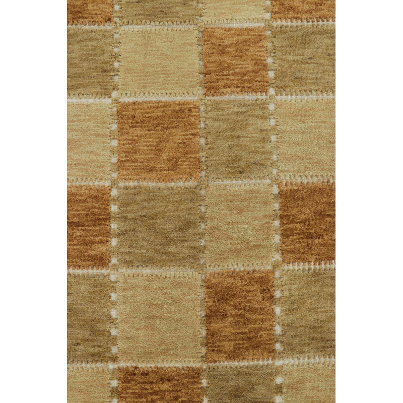 Rug & Kilim’S Scandinavian Style Rug In Beige-Brown And Rust Geometric Pattern, Rectangle 9'1" x 12'