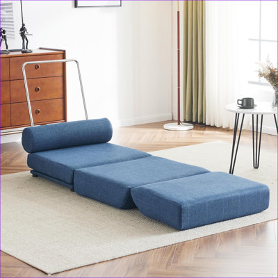 Canapé-lit pliant convertible simple pour adultes, siège en lin respirant portable avec coussin, facile à ranger