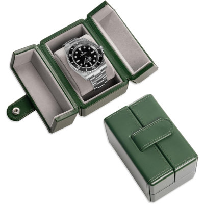 Étui de voyage pour une montre - Extérieur en cuir végan et doublure douce en microfibre - Boîte à montre de style vintage pour hommes et femmes - Convient aux montres jusqu'à 42 mm