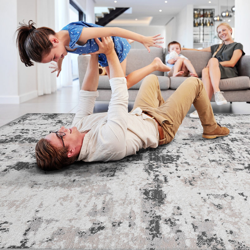 Tapis crème, brun / abstrait, Tapis de couloir 2 pi 2 po x 8 pi