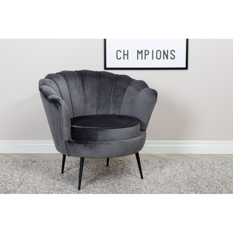 Ines Velvet Barrel Chair, Dark Grey