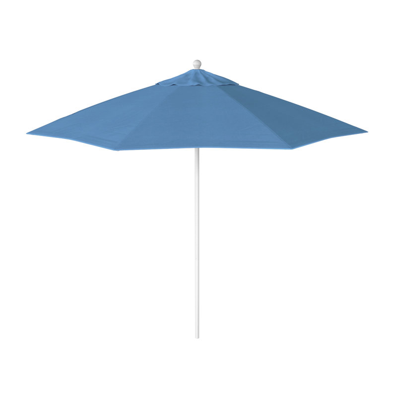 Parasol de marché octogonal 9 pi Willa, Toile toile Sunbrella® cyan, Matted White