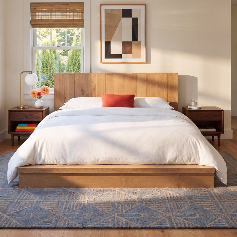 Odette Solid Wood Platform Bed, King