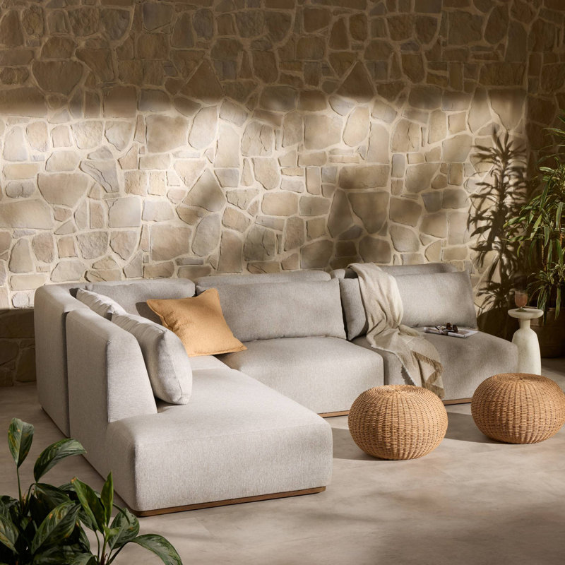 Adler Outdoor 4PC Sectional-LAF Bumper Chaise-Concha Fog, Left Hand Facing