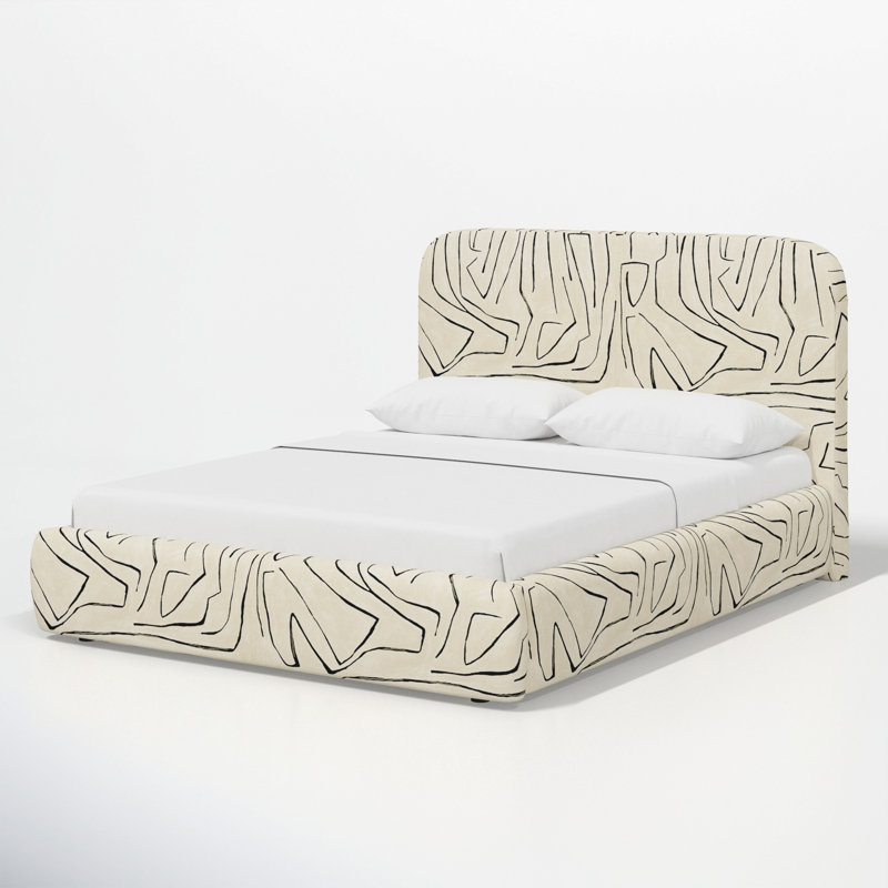 Upholstered Bed, King, Graffito Linen Onyx