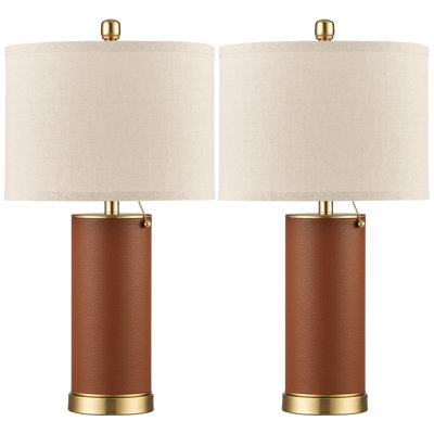  Ensemble de 2 lampes de table en cuir pu 23,4 "noir pour salon E26