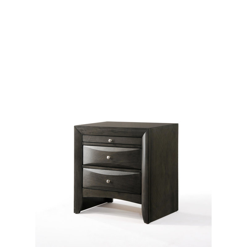 Élégante table de chevet en chêne gris avec cadre robuste et tiroirs de rangement élégants et fonctionnels, Gris