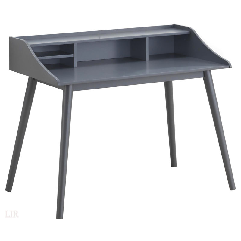 Bureau d'écriture gris à 4 compartiments avec huche de rangement pour un espace de travail et un rangement améliorés